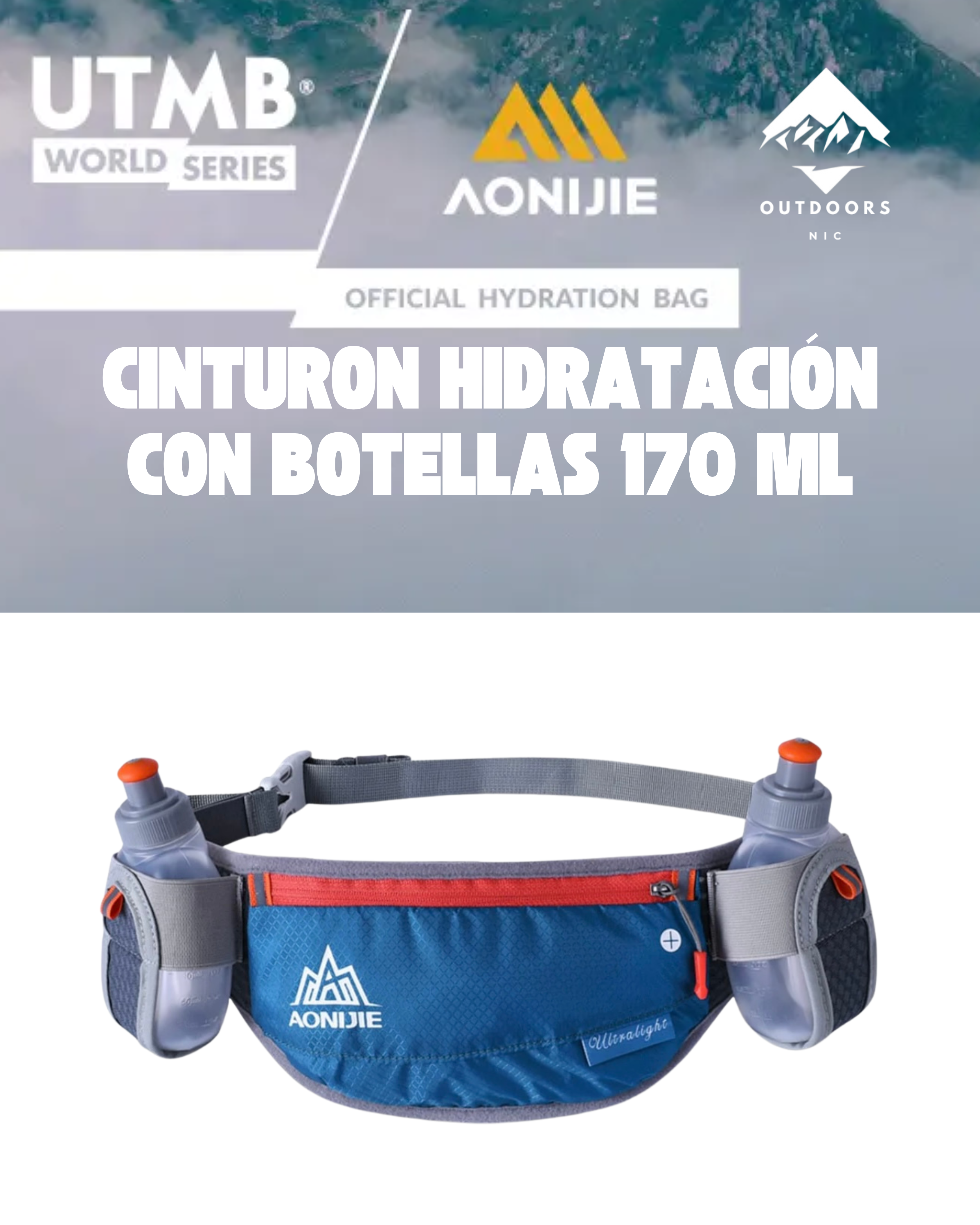 Cinturón de Hidratación AONIJIE con Botellas de 170 ml – Running, Trail y Entrenamientos Largos