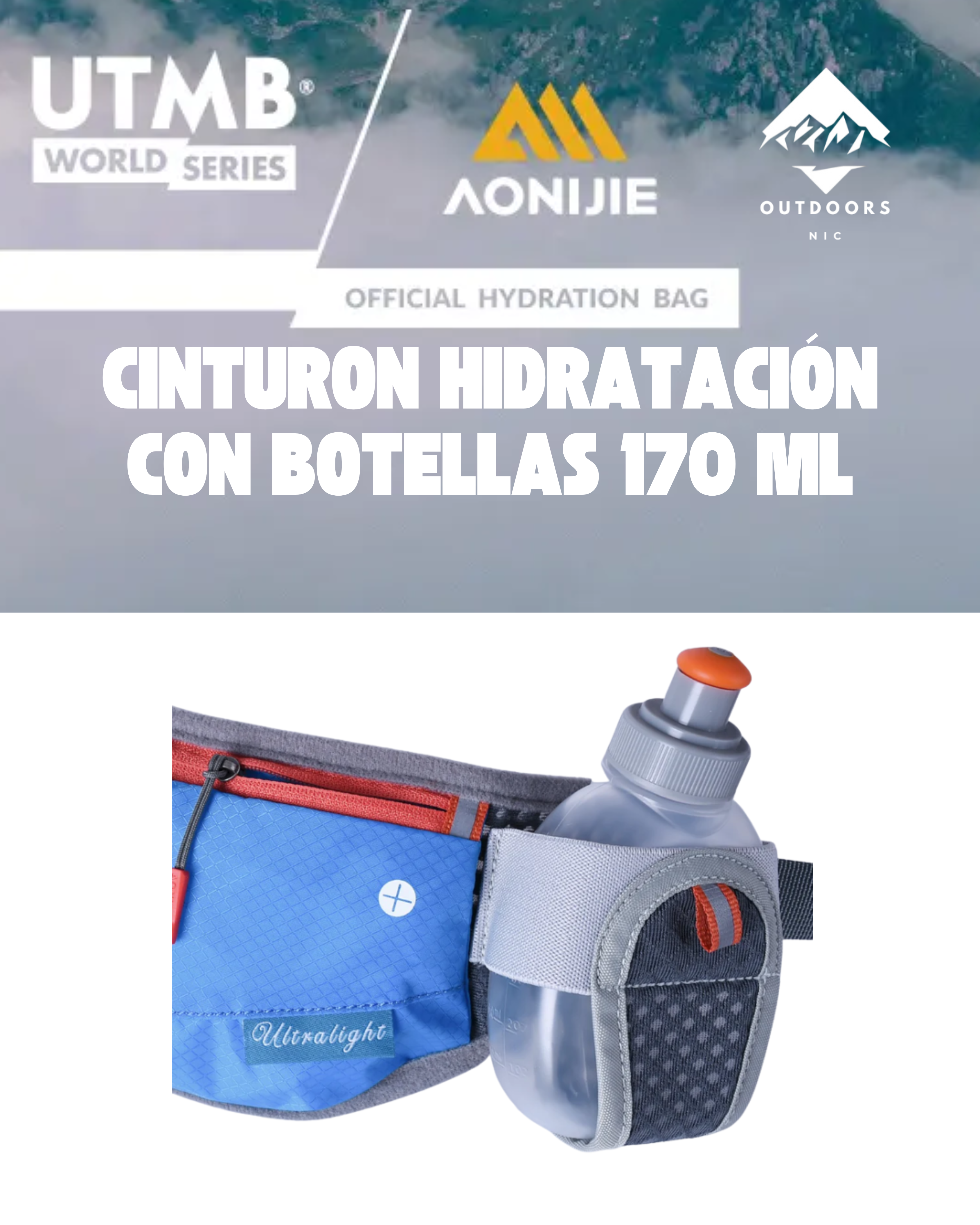 Cinturón de Hidratación AONIJIE con Botellas de 170 ml – Running, Trail y Entrenamientos Largos