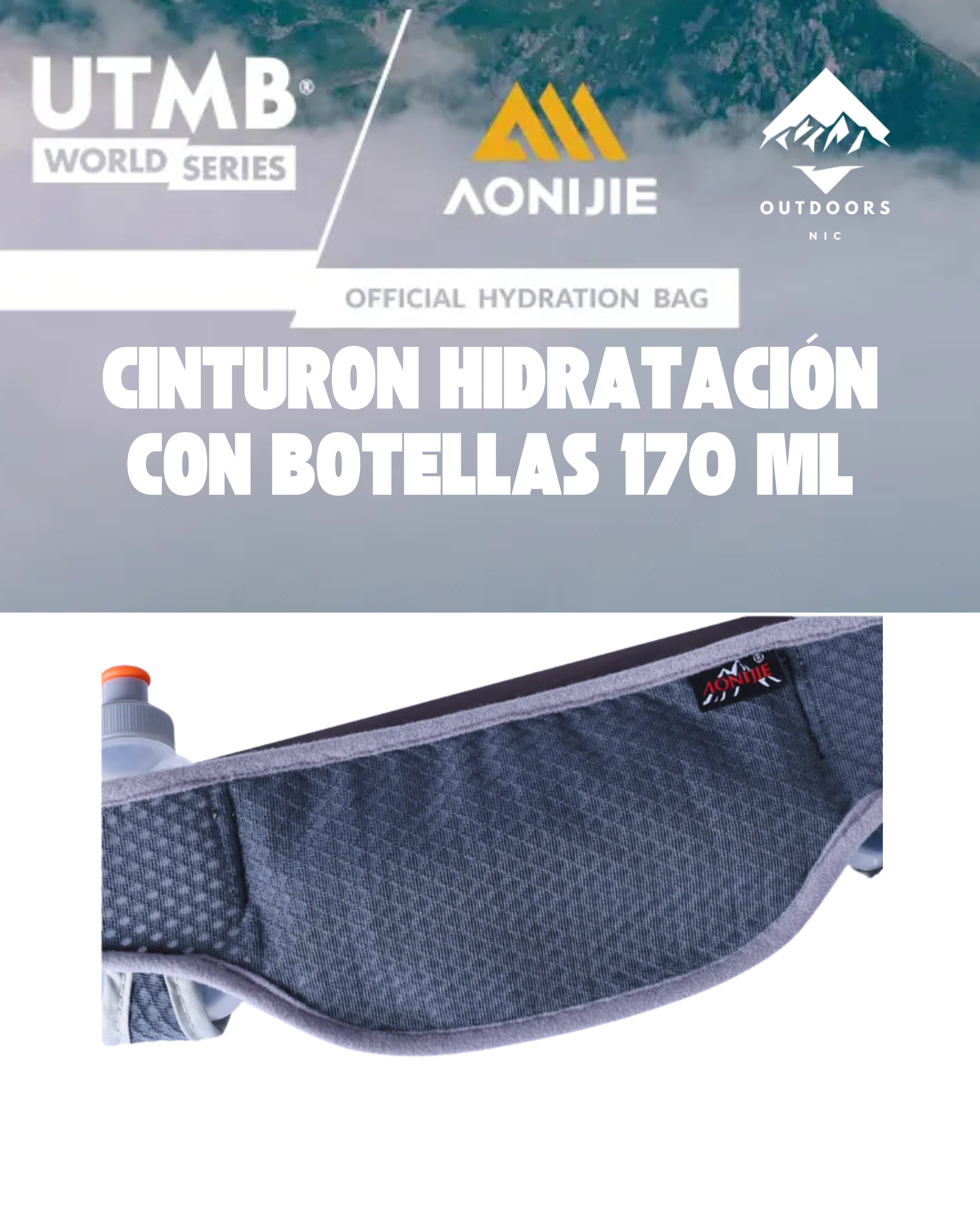 Cinturón de Hidratación AONIJIE con Botellas de 170 ml – Running, Trail y Entrenamientos Largos