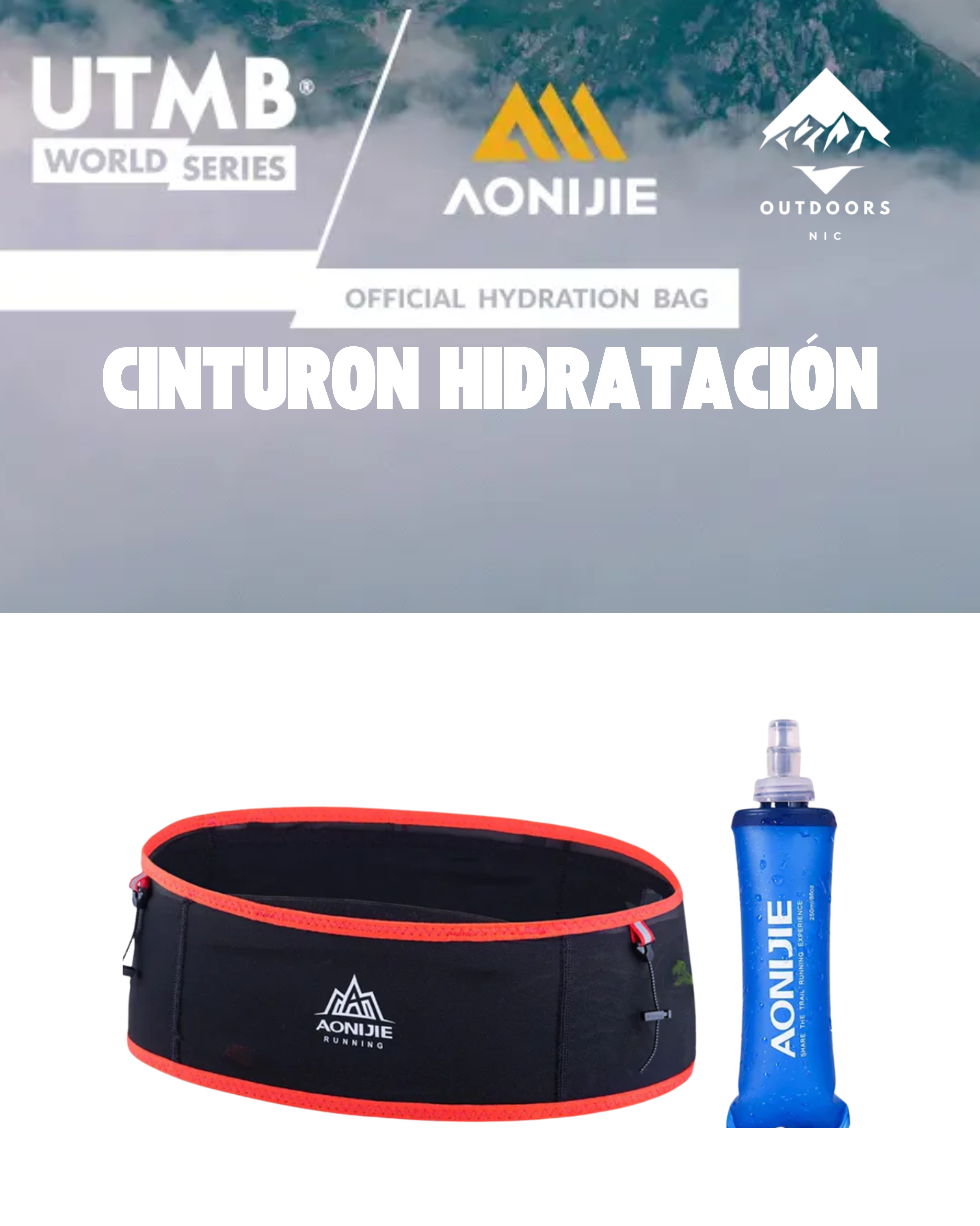 Cinturón de Hidratación Aonijie W938S + Soft Flask 250ml | Running & cycling