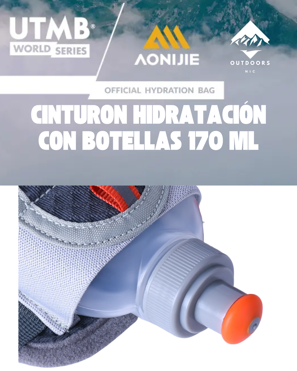 Cinturón de Hidratación AONIJIE con Botellas de 170 ml – Running, Trail y Entrenamientos Largos