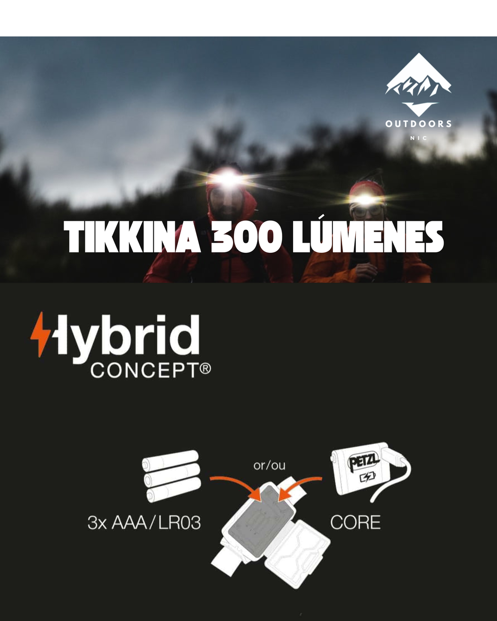 Petzl Tikkina 300 – Lámpara Frontal Compacta de 300 lúmenes