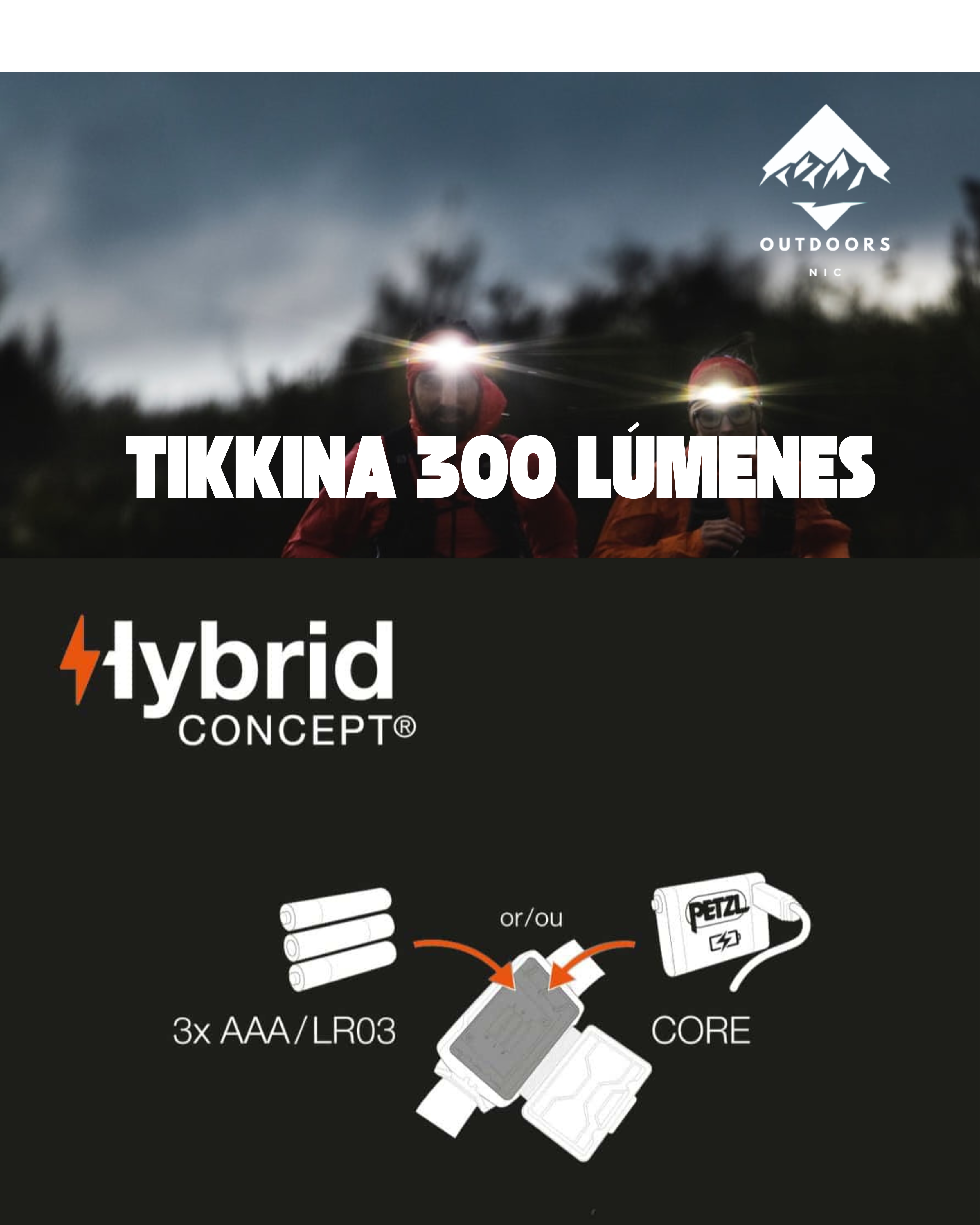 Petzl Tikkina 300 – Lámpara Frontal Compacta de 300 lúmenes