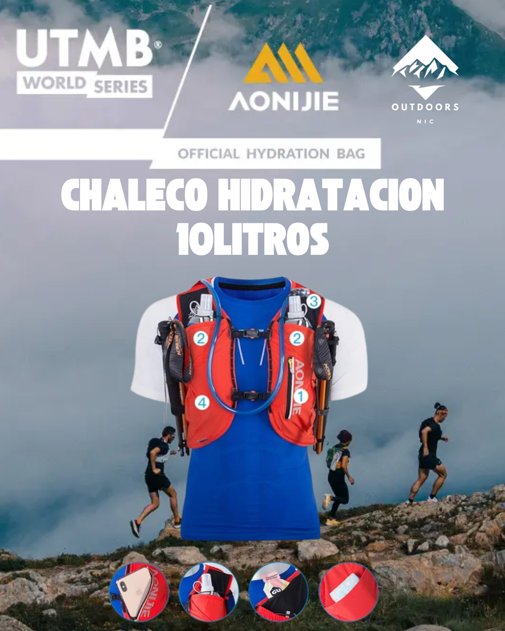 Chaleco de Hidratación AONIJIE 10L | Trail Running & Ultra – Ultraliviano y Transpirable