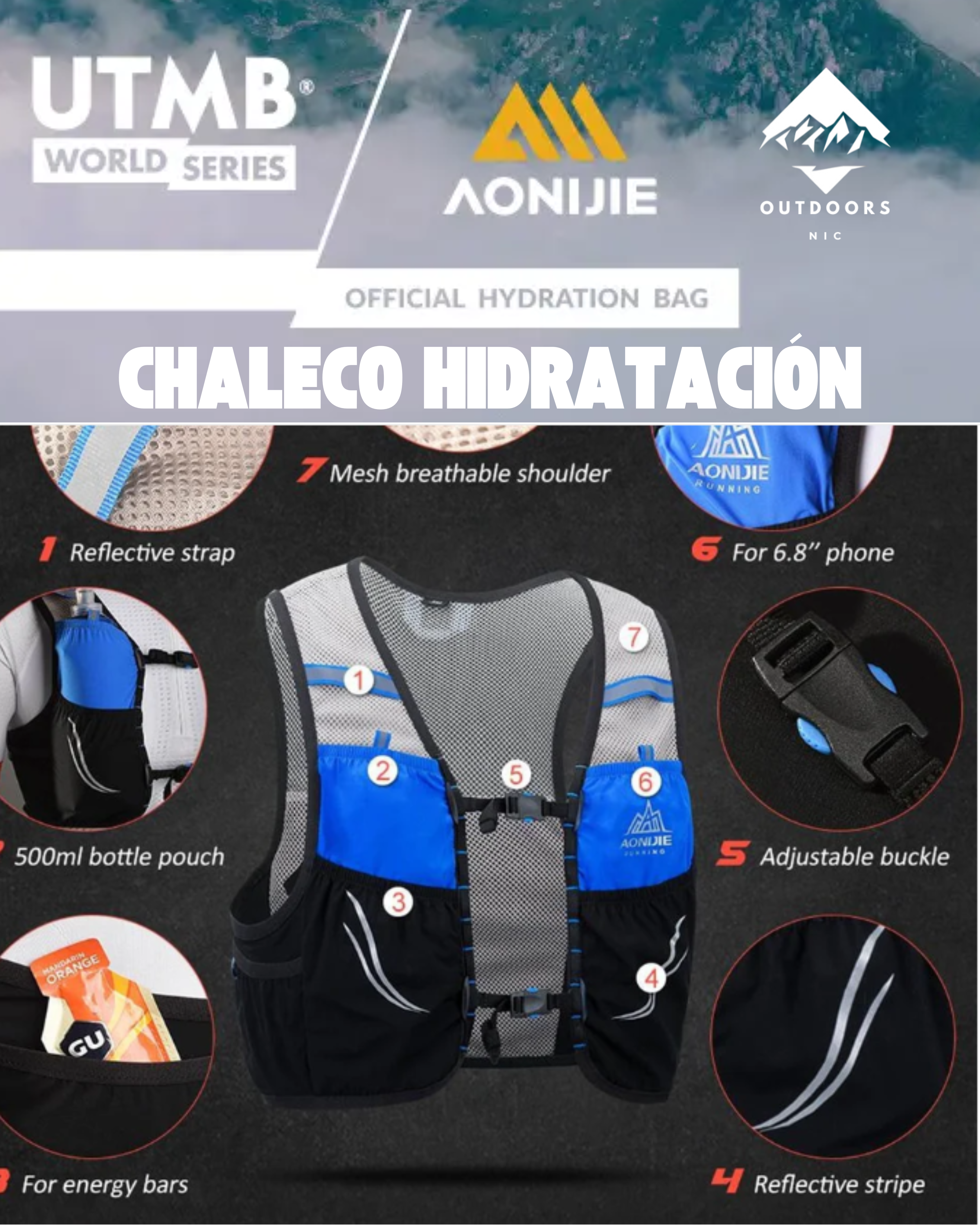 Chaleco de Hidratación Aonijie C932 – Ligero, Estable y Respirable
