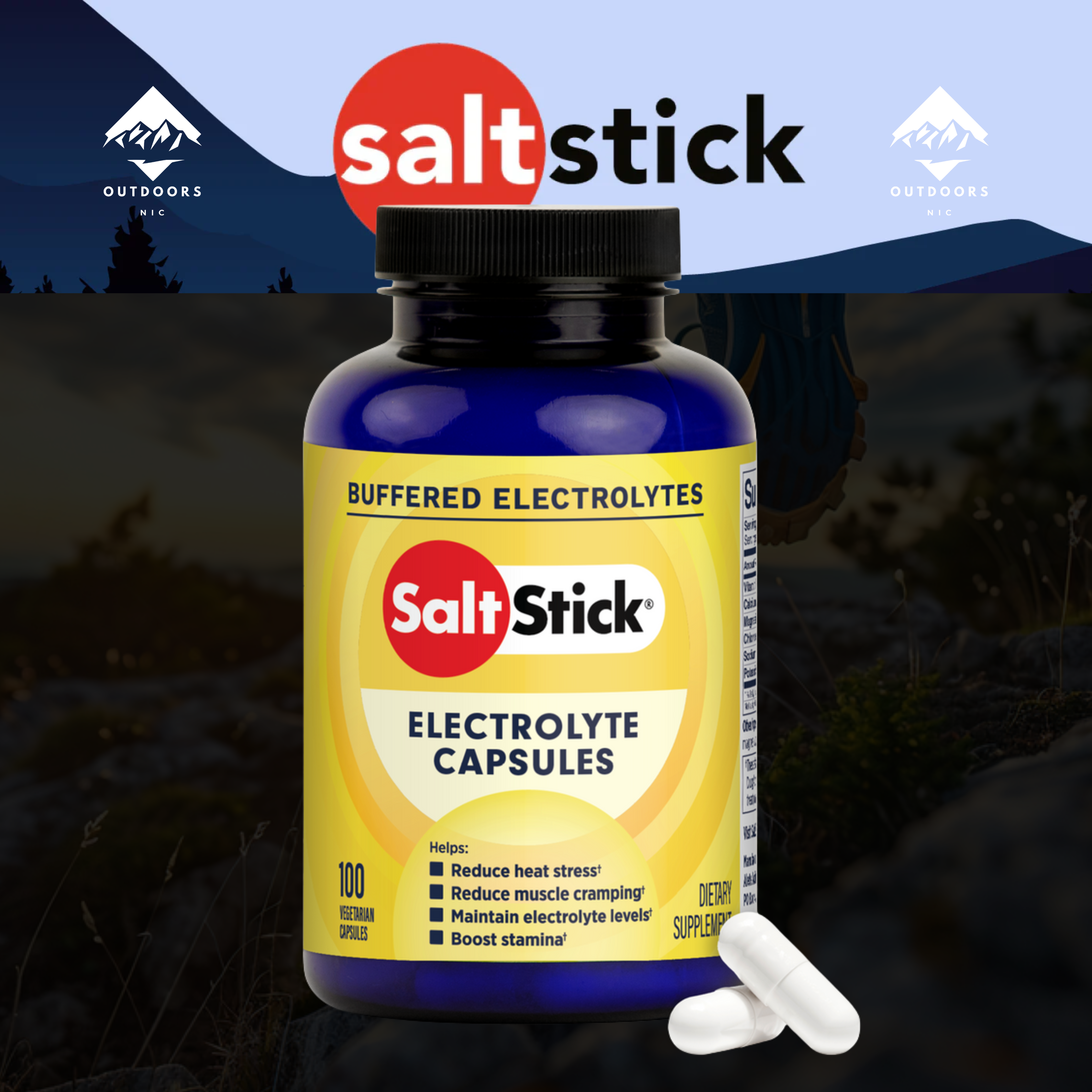 SaltStick Cápsulas de Electrolitos – Frasco 100 unidades | Rendimiento y Prevención de Calambres.